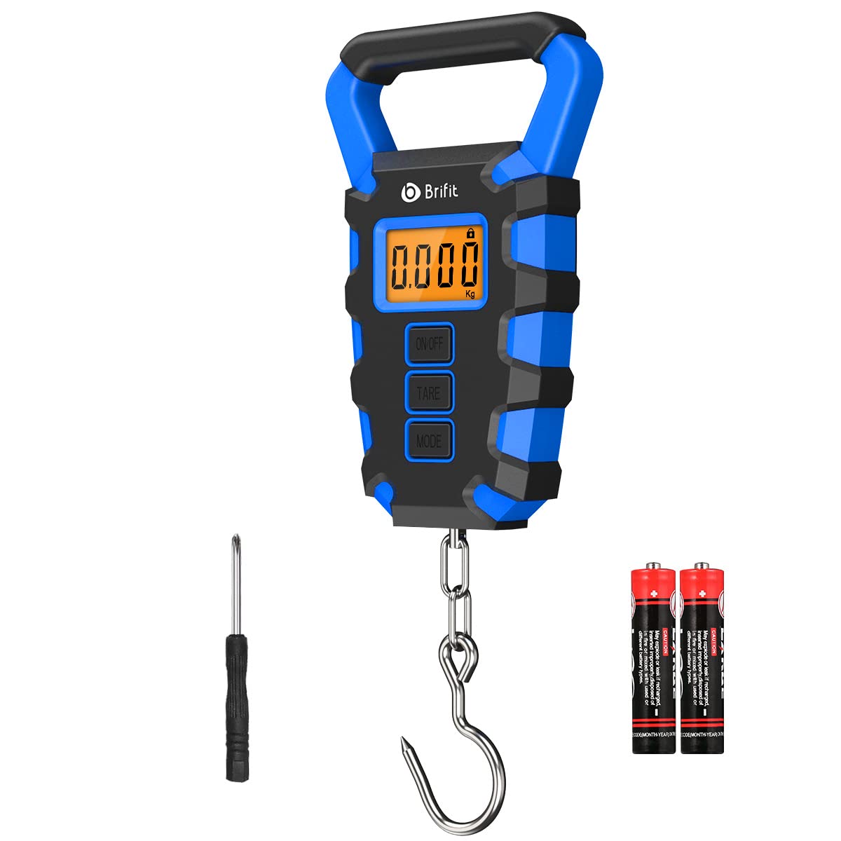 AMIR Luggage Scale with Hook, 110Lb/50kg Digital Fishing Scale, Portable Electric Hanging Scale Non-Slip Big Handle, 3 Modes-LB/OZ/KG, Backlit LCD Display