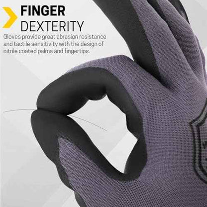 Safety Work Gloves,16 Pairs Micro-Foam Nitrile Coated Glove,Seamless Knit Nylon Gloves,Construction, Gardening(S-XL)