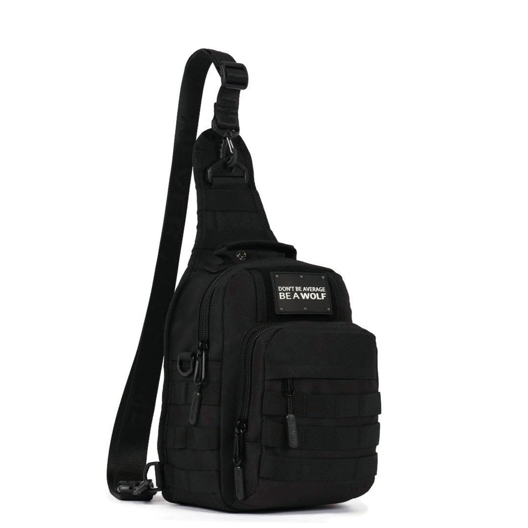 WOLFpak 9L Tactical Sling Bag (Alpha Black) Concealed Carry CCW Backpack |Military Crossbody EDC Daypack Molle Chest Shoulder Pack for Hiking, Travel, Work |