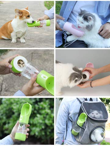 madeking Dog Water Bottle Portable Pet Water Bottle Leak Proof Dog Water Dispenser and Food, Multifunctional Outdoor Water&Food Bowl for Dogs and Cats (Bule)