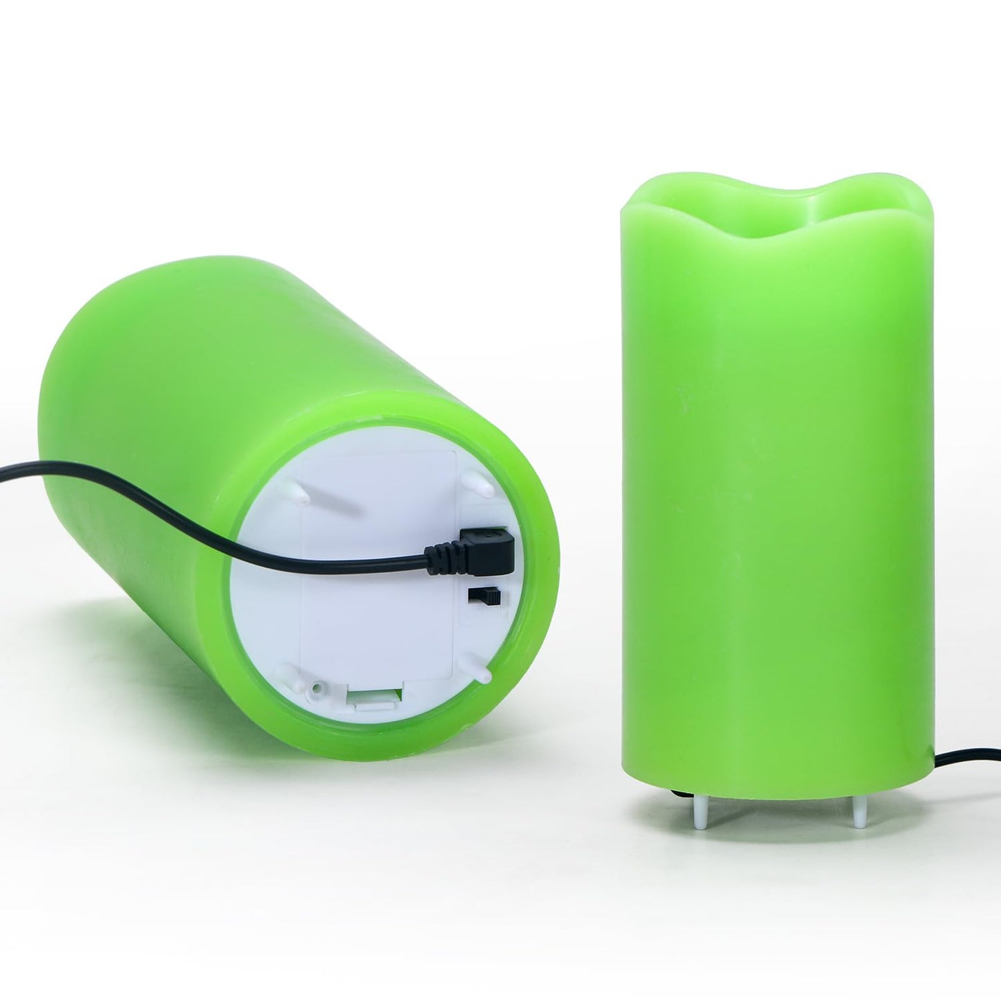 XingsLight St Patricks Day Decorations Flameless Candles with Lucky Clover Projector, Green LED Candle with Remote and Timer,2 Pack