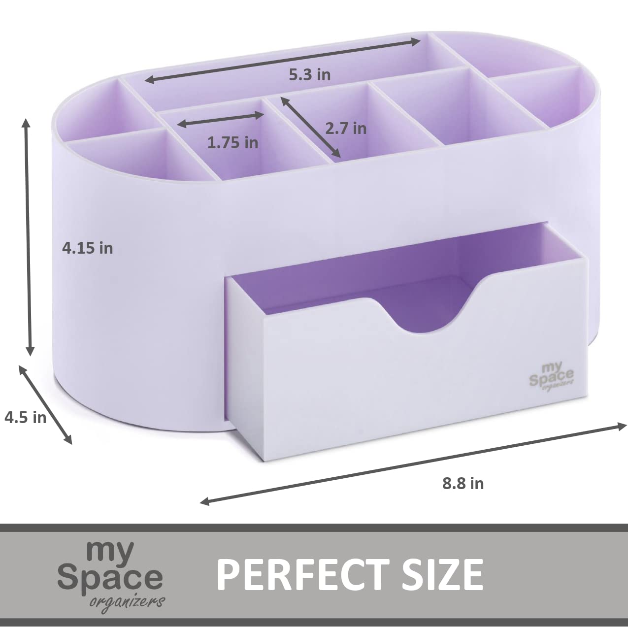 My Space Organizers Lavender Desk Organizer for Office Supplies and Desk Accessories - Pen Holder Desktop Organization for Room College Dorm Home School (White Lavender)