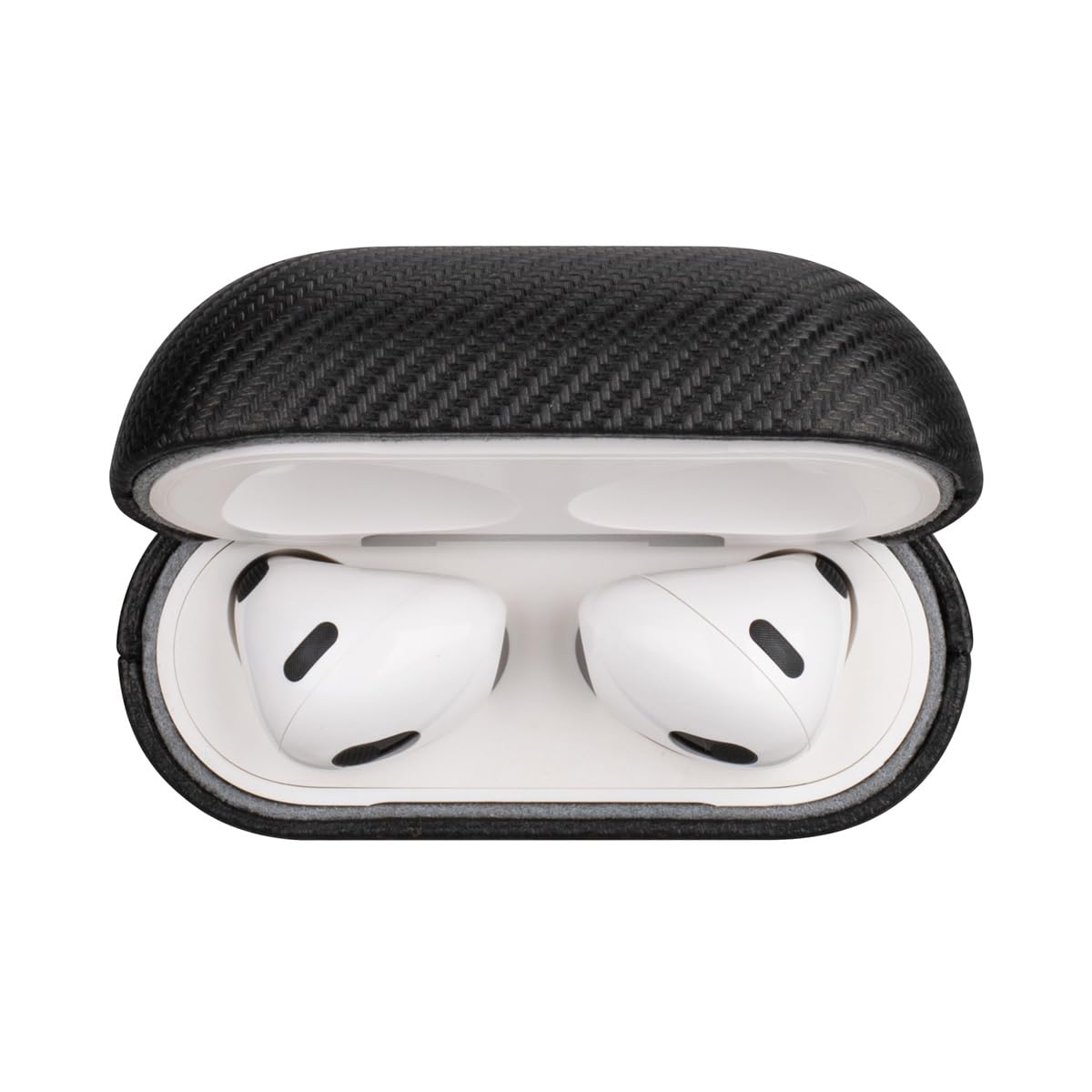 LOPIE Handmade Case for AirPods 3 (Released in 2021), Built-in Magnets for MagSafe Charging, Carbon Fiber Style Vegan Leather Case Cover for Gen 3 AirPods (Not for AirPod Pro 3rd Generation) - Black