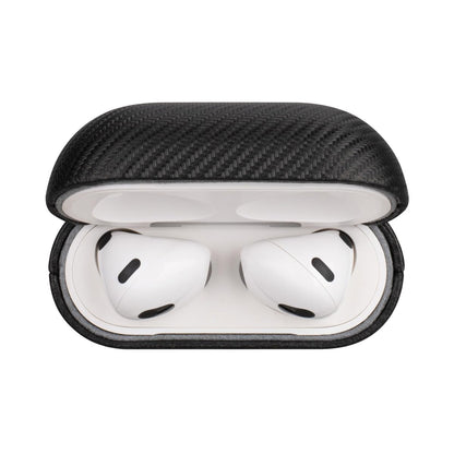LOPIE Handmade Case for AirPods 3 (Released in 2021), Built-in Magnets for MagSafe Charging, Carbon Fiber Style Vegan Leather Case Cover for Gen 3 AirPods (Not for AirPod Pro 3rd Generation) - Black