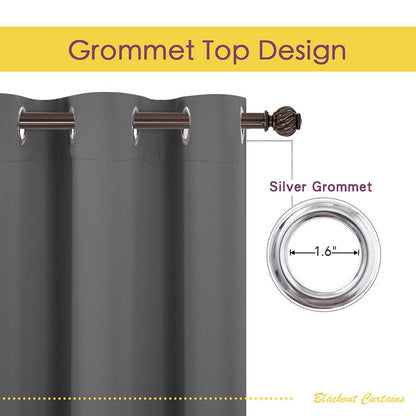 NICETOWN Grey Kitchen Blackout Short Curtain Panels for Bedroom, 45 Inch Long Thermal Insulated Grommet Top Blackout Draperies and Drapes (2 Panels, W42 x L45 -Inch, Grey)