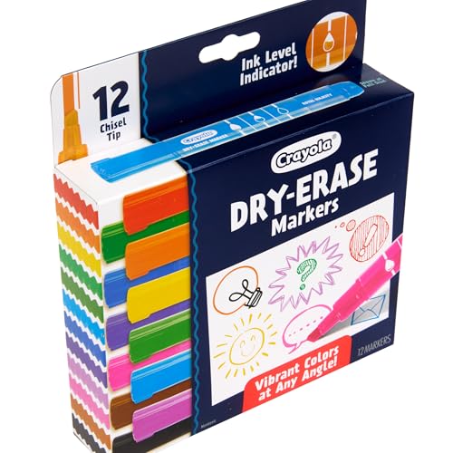 Crayola Take Note Dry Erase Markers for School (12ct) Essential Easter Basket Stuffers, Chisel Tip Whiteboard Markers, Spring Craft Supplies for Teachers, Low Odor