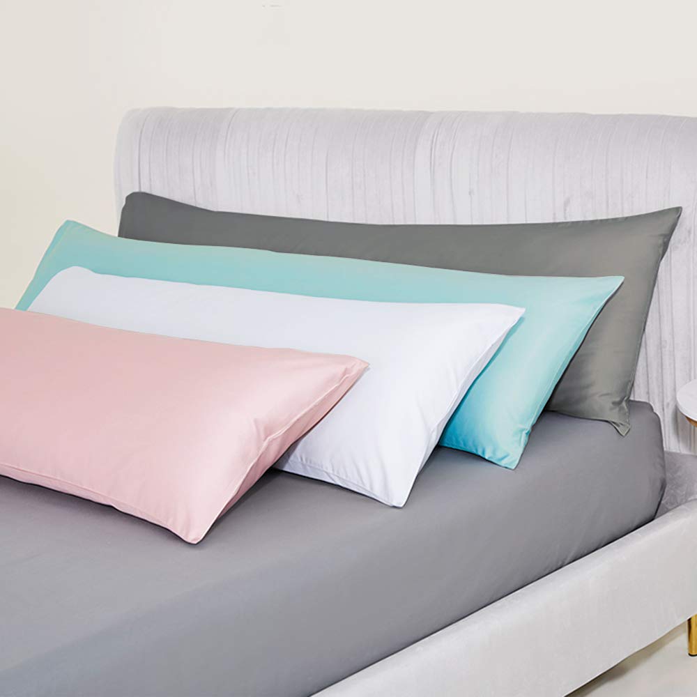 NTBAY Egyptian Cotton Body Pillowcase - 500 Thread Count Cotton Body Pillow Cover - Soft and Breathable Envelope Closure Body Pillowcase for Adults, 20x54 Inches, White