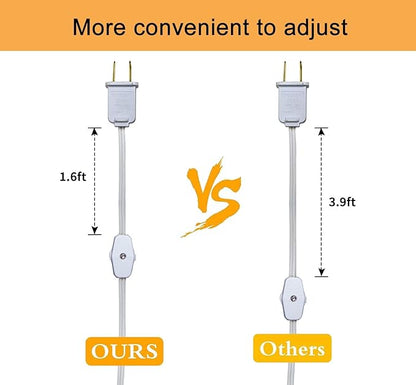 4 Pack Accessory Cord with LED Night Light Bulbs - White Cord with On/Off Switch Plugs - C7 led Bulb Warm White with Spare Fuse, for Holiday Decoration and Craft Village House Decoration