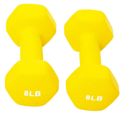 Fitvids BalanceFrom Set of 2 Neoprene Coated Non-Slip Grip Dumbbell Weights, Yellow