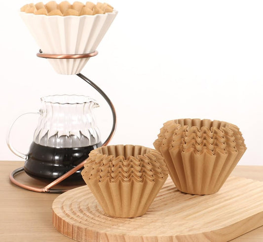 100 PCS Coffee Filters，8-12cup,Extra Large Coffee Filters Basket for Commercial, Domestic Coffee Maker Extra High Extra Wide, Anti ground, Unbleached, Natural，Flattened Diameter 9.75"