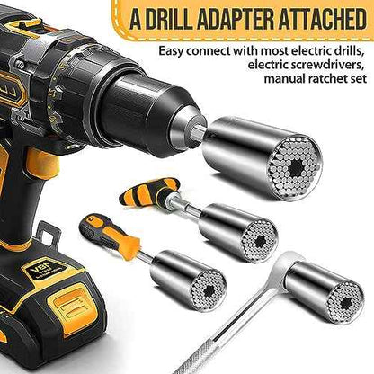 Super Universal Socket Tools Set - Power Drill Adapter Grip Socket for Men and Women - Cool Gadgets and Stocking Stuffers Ideas for Dad, Husband, Him