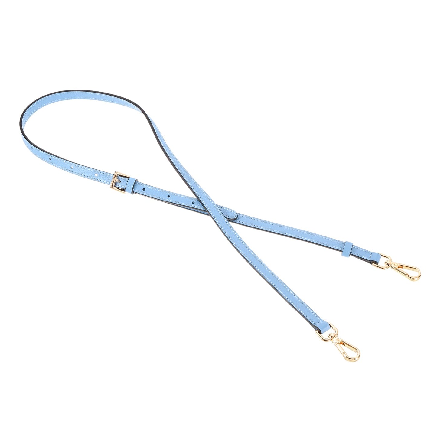 uxcell Genuine Leather Bag Strap Replacement Adjustable Crossbody Bag Straps, 37.4-45.3 Inch Purse Strap for Shoulder Bag Handbag Purse, Blue, Gold Buckle
