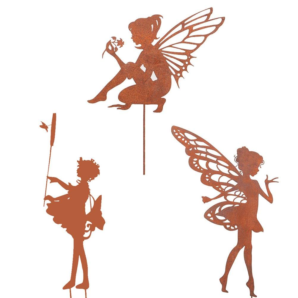 BTSEURY Decorative Garden Stakes Fairy Silhouette Metal Yard Stakes Arts Outdoor Garden Decor Spring Decor