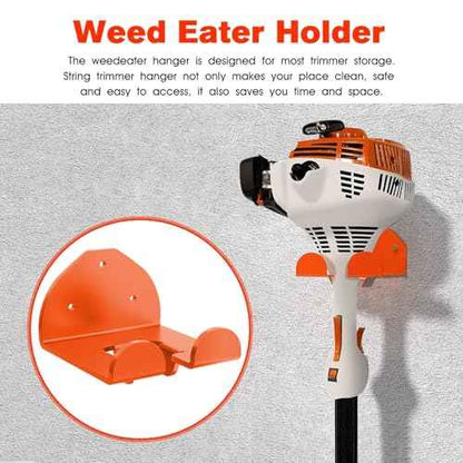 Weedeater Hanger for Garage Wall, Garage Organizer Trimmer Rack, Weed Wacker Holder, Weed Eater Holder Wall Mount for Grass Trimmer, Hedge Trimmer, Garage Trimmer Garden Tools - 2 Pack