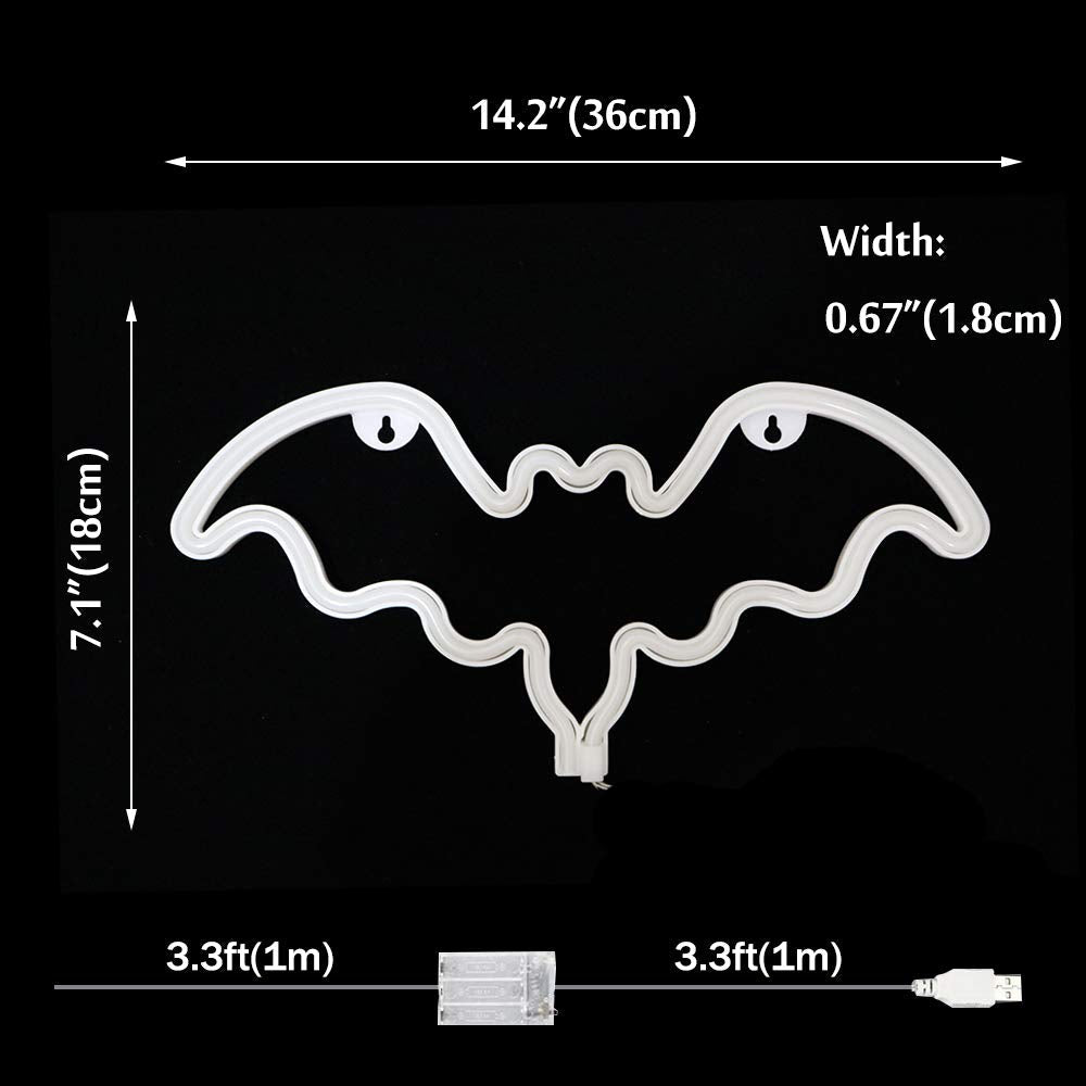 Vicila Bat Neon Signs Halloween Night Lights, LED Neon Lights Spooky Gifts Bat Shape Lamp for Wall, Festival, Party Teens Bedroom Decor-Bat(Blue)
