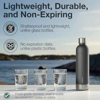 Stainless Steel Carbonating Bottle 33 oz | Compatible with Aarke Carbonator 3, Sodastream (Excl. model Aqua Fizz + Jet) and many others| Dishwasher Safe, No Expiration Date, BPA-Free