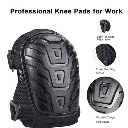 Veltec Premium Knee Pads for Work with Soft Foam and Gel Cushion - Heavy Duty Pads & Adjustable Non-Slip Straps - Pro Protection & Comfortable for Construction, Gardening, Flooring, Roofing and More