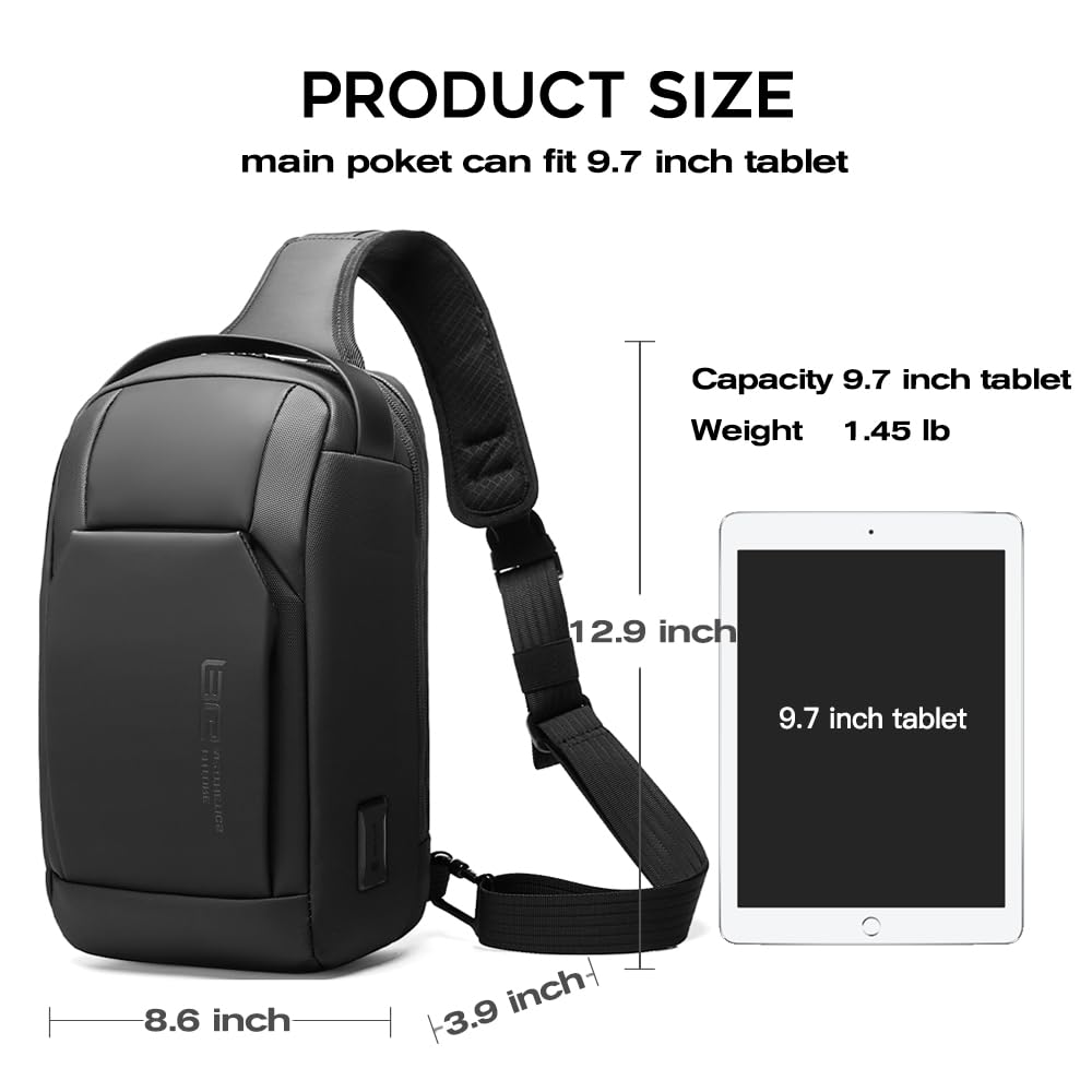 BANGE Fashion Sling Bag, Waterproof Shoulder bag, Crossbody Backpack for Men