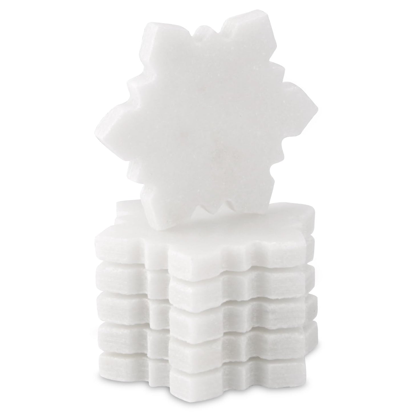 Marble Coasters Set of 6-4 Inch Snowflake Design White Natural Stone Drink Coasters, Modern Luxury Outdoor Cup Coaster Table Protection for Coffee Tab (6, 4 Inch) (6, White, Snowflake)