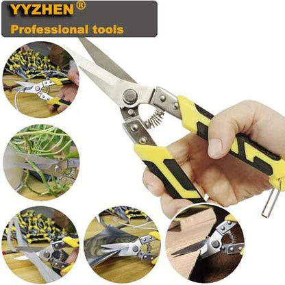 Aviation Tin Snips 8.7 Inch, Heavy Duty Straight Metal Cutter with Stainless Steel Blade & Comfortable Grips for Cutting Cardboard, Thin Iron, Wire, DIY Projects