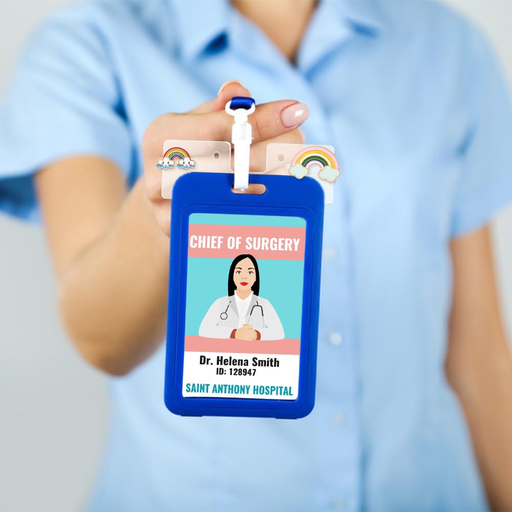 BENECREAT 24Pcs Badge Buddy Topper, 3.4x1.2Inch Badge Holder for Vertical Horizontal Badges, Ideal for Nurse Doctor Staff Badge Name Cards