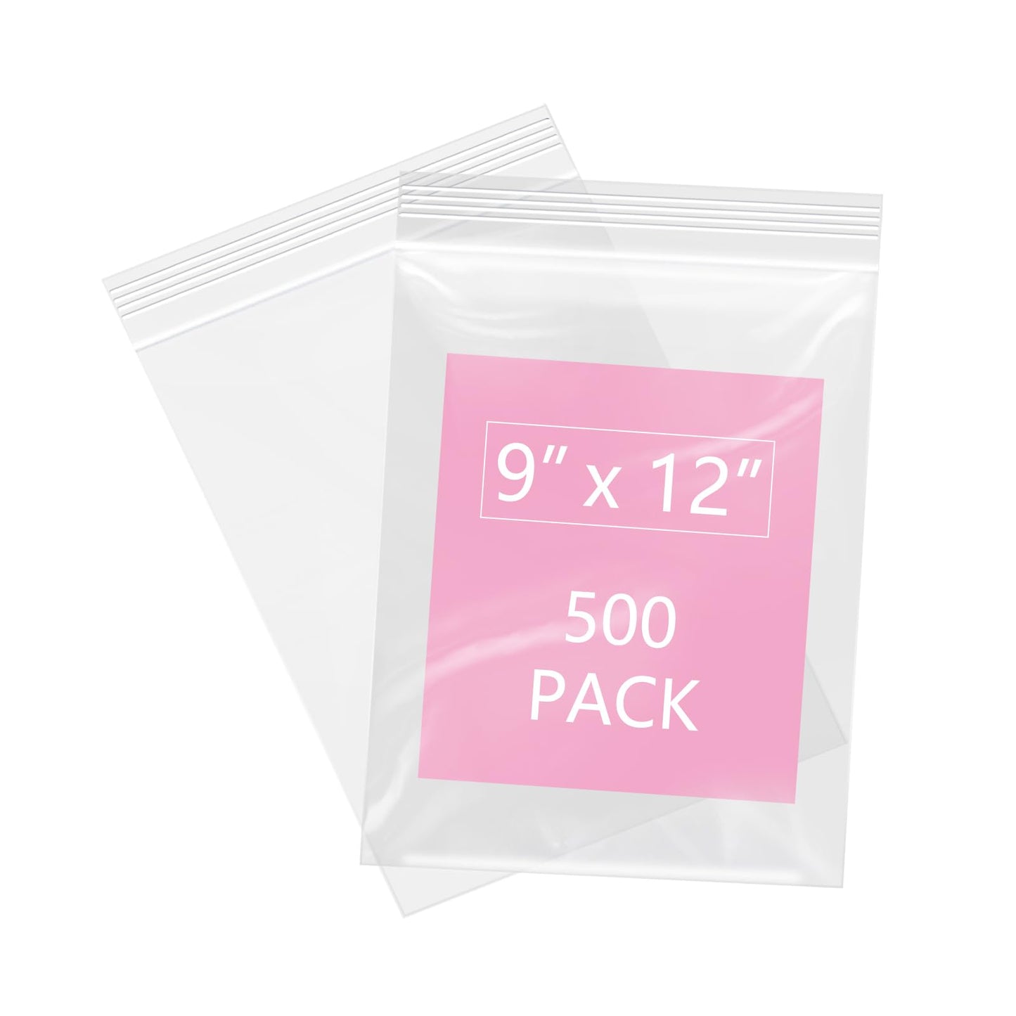 iMailer - 500 Pcs- 9" x 12" Clear Zip Bags - Reclosable Plastic Zip Poly Bags for A4, Letter Sized Documents, Clothing