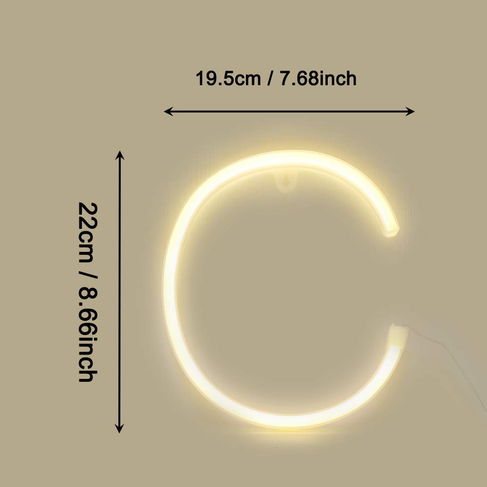 LED Warm White Alphabet Neon Art Lights Neon Letter Sign Night Lights with Battery/USB Operation for Wedding Birthday Party Christmas Home Bar Decoration