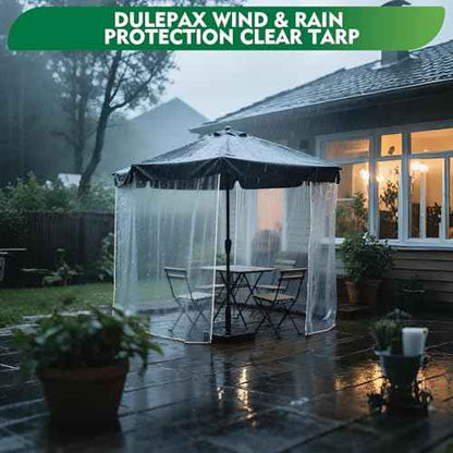 Dulepax Clear Tarp Heavy Duty with Grommets 8x10 FT Waterproof PVC Tarpaulin 14 Mil for Patio Enclosure, Greenhouse Cover, Porch Roof