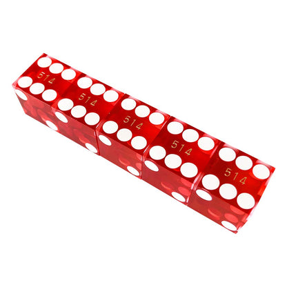 Yuanhe Set of 5 Grade AAA Precision 19mm Serialized Casino dice with Razor Edges and Corners - red …