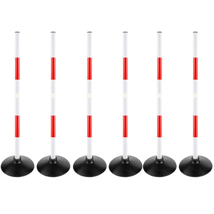 ASENVER Red-White Soccer Agility Pole Set Rubber Base Dribbling Stick Multifunctional Training Pole Traffic Warning Sign Pole (3.3 FT, Pack of 6)
