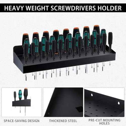 Screwdriver Organizer Metal Hammer Holder Plier Wall Mount Tool Organizer, Tool Storage Rack for Workshop, Home (Screwdriver)