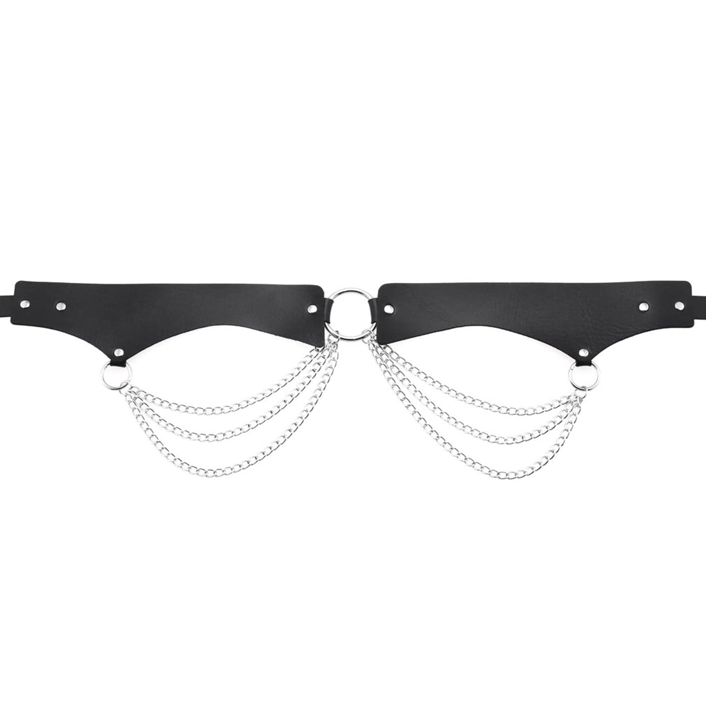 eYLun Women Girls Leather Waist Belt Punk Chain Leather Body Waist Belt Goth Layered Accessories Belt Yellow