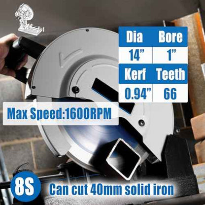 14 Inch Metal Steel Cutting Saw Blade,Replacement for Evolution 14 Inch Chop Saw Blade for Evolution S14CPS,S15CPS,S355MCS,S355CPS,S380CPS|Metal Cutting Saw,66Teeth Mild Steel Cermet Blade