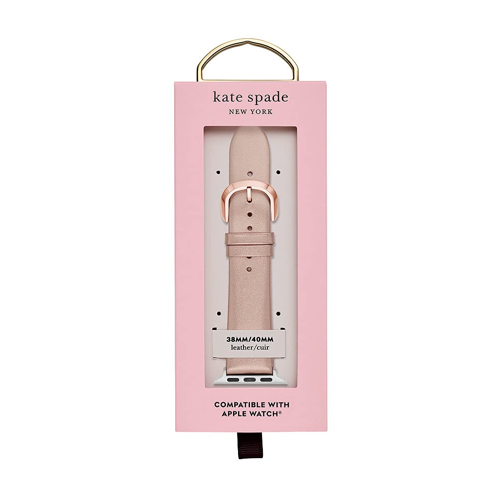 Kate Spade New York Leather Band for 38/40/41mm Apple Watch Series 1-8, Color: Rose Metallic, Rose Gold (Model: KSS0044)