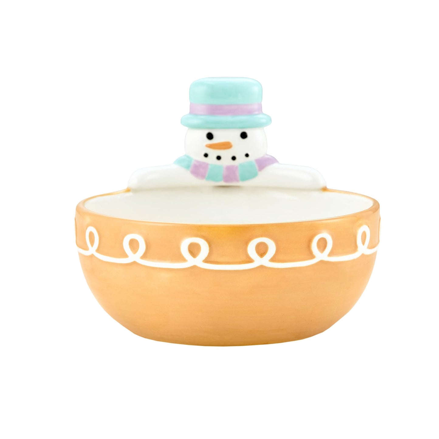 Bico Snowman Ceramic Candy Bowl, 21oz – Hand-Painted Holiday Treat Bowl, Christmas Decorative Dish for Candy, Jam, or Sauce – Microwave & Dishwasher Safe