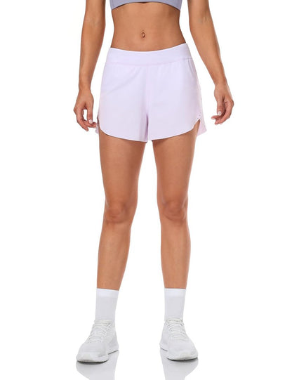 HeyNuts My Pace Running Shorts for Women, Mid Waisted Reflective Athletic Shorts Lined Workout Shorts 3" Black M(8/10)