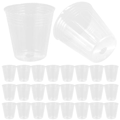 KALLORY 50Pcs Clear Plastic Nursery Pots with Drainage 3.14 Inch Transparent Seedling Cups for Succulents Orchids and Small Plants Indoor Outdoor Garden Use