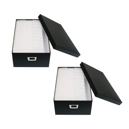 novelinks Photo Case 4" x 6" Photo Storage Box, 10 Inner Picture Storage Containers & Photo Organizer Cases, Portable Photo Craft Keeper for Photos, Crafts, Cards (Black, 2 Pack)