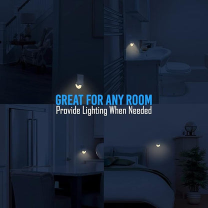 AULTRA Night Light LED Round Night Lights Plug Into Wall - Dusk to Dawn Sensor Activated, Automated On & Off, Used for Kitchen, Bathroom, Home Improvement, Bedroom – 4 Pack