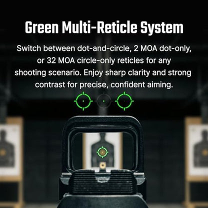 OSIGHT SE 2 MOA Dot & 32 MOA Circle | Dual Reticle Green Dot Sight for RMSc Footprint