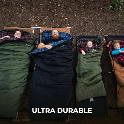 TETON Sports Bridger Canvas Sleeping Bags – Finally, Stay Warm Camping; for Adults and Built to Last, Long (-35F), Green (Plum Poly Liner)