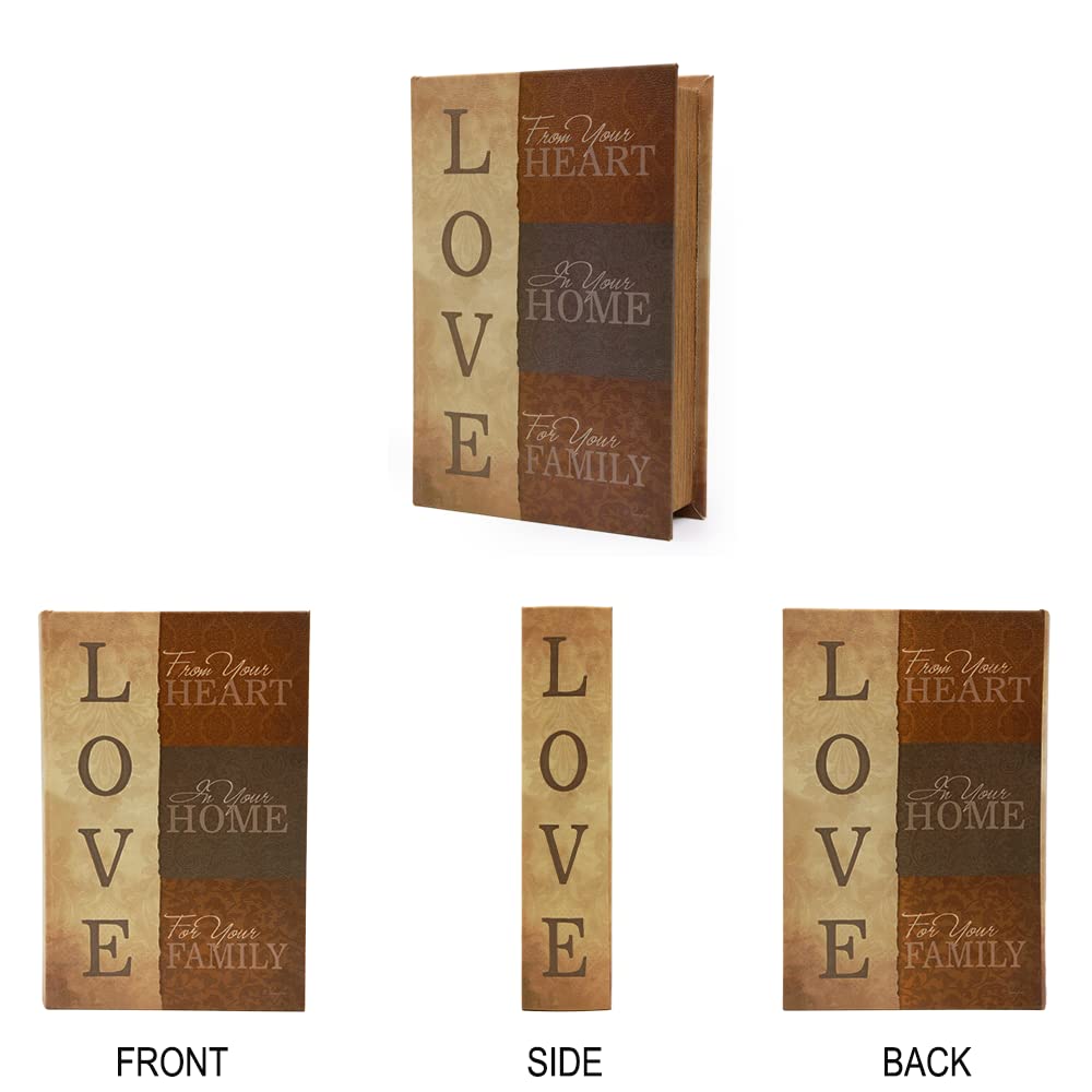 PACOLO Decorative Book Boxes, Faux Wood with Magnetic cover Storage for Hidden Jewelry, Money, and Cash (Love)