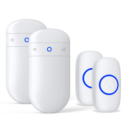 Wireless Doorbell, SECRUI Door bell Over 1000ft Coverage with 2 Plug-In Receivers, 1 Waterproof Push button, 52 Chimes, 110dB loud Sound Colorful LED Flash