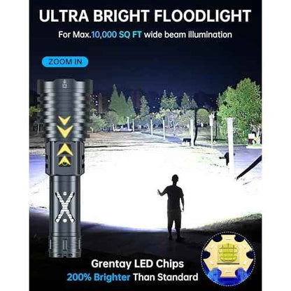 Rechargeable LED Flashlights 6900.000 High Lumens, Super Bright High Powered Flashlight Long Range 2 Buttons, Zoomable 12Modes| IP67 Waterproof, Powerful Strong Handheld Flashlights for Home Camping