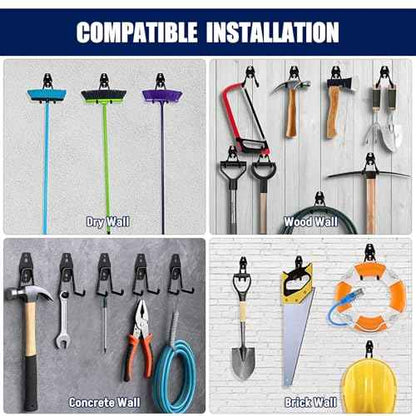 17 Pack Garage Hooks, Garage Wall Hooks with 3 Extension Cord Straps, Garage Heavy Duty Wall Mount Utility Hooks for Hanging Ladders, Garden Tools, Bikes, Hoses, Bulky Items
