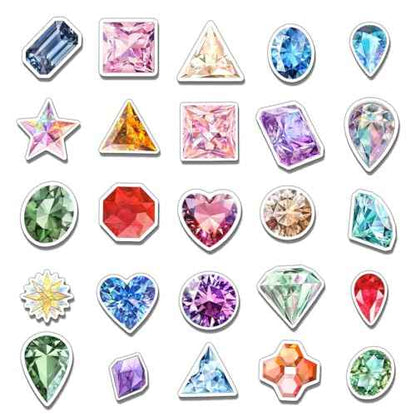 Pack 50 Pcs Cute Crystal Diamond Gemstone Stickers for Water Bottles Laptop Luggage Computer Scrapbooking Kids Teens Girls Adults Aesthetic Waterproof Sticker Small Vinyl Decals