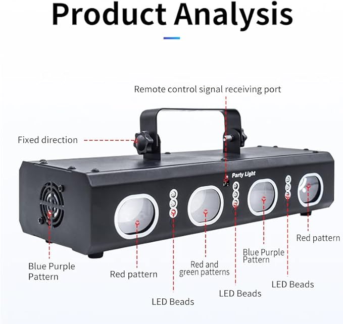Party Lights DJ Disco Lights, 3D Effect Sound Sensing Laser Flash Stage Projector Home Show Christmas Halloween Party Birthday Decorations Club KTV Bar Karaoke Dance