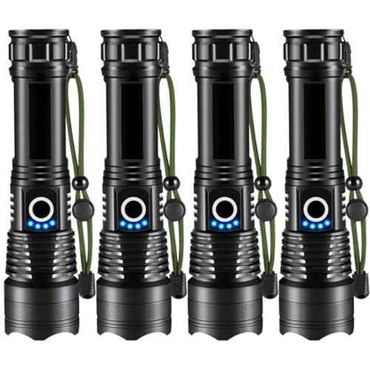 Flashlights High Lumens Rechargeable, 4Pack Rechargeable Flashlights, Super Bright Flashlight, 5Mode Tactical Flashlights High Lumens, LED Flashlight High Powered, Waterproof Flash Light LED