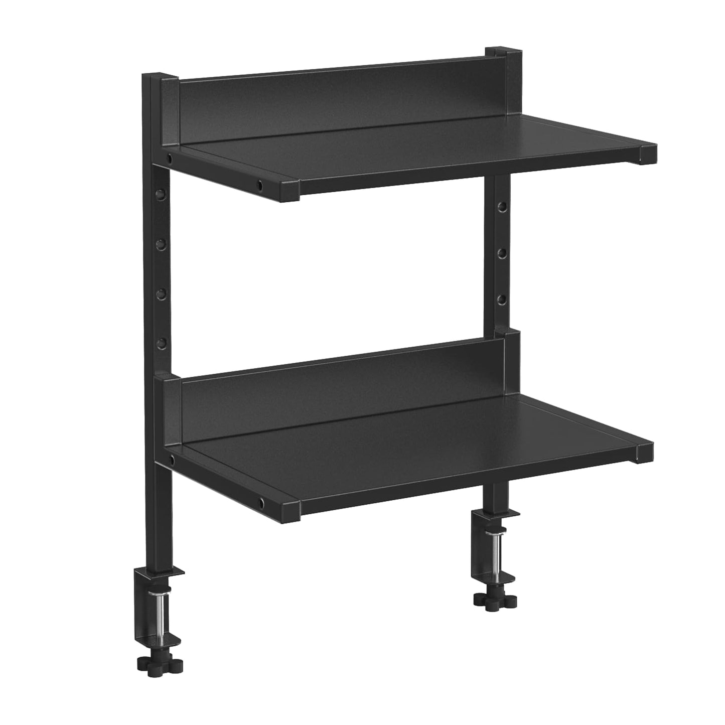 HOOBRO Clamp On Desk Shelf, 2-Tier Desktop Organizer, Space-Saving Desk Shelf with Adjustable Shelves, for Office, Study, Entertainment Accessories, Black BK32SJ01