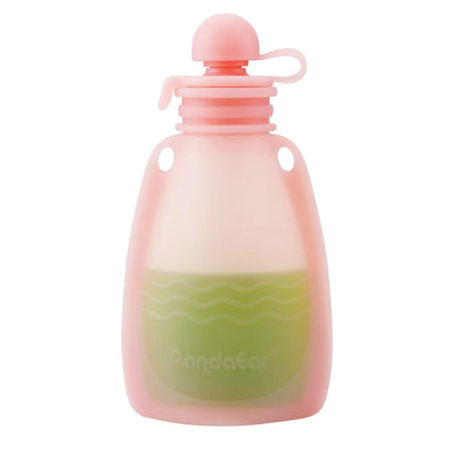 PandaEar Reusable Silicone Baby Food Pouches, 7 Pack Squeeze Pouches for Toddler Kids, BPA-Free Silicone Refillable Baby Food Storage, 5.5 oz /150 ml